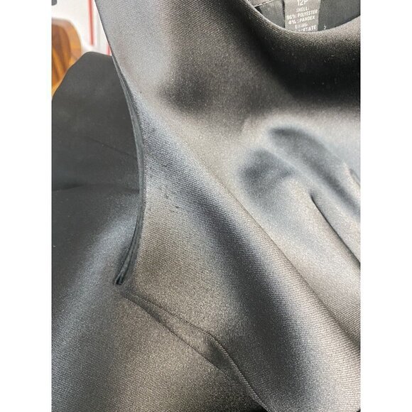 INC International Concepts Dress Size 12P Black Satin with Brooch - Picture 8 of 8